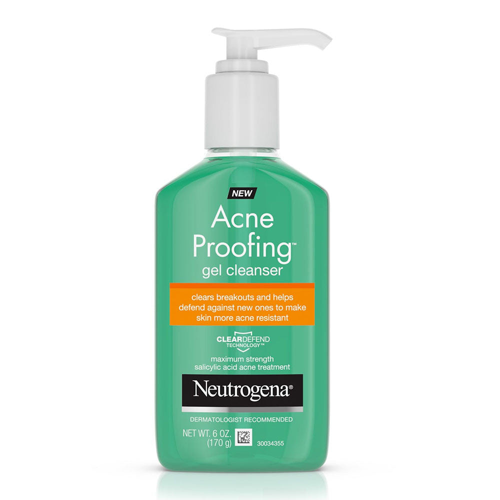 Neutrogena Acne Proofing Gel Facial Cleanser With Maximum Strength Salicylic Acid Daily Acne Treatment, 6 oz